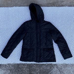 ME JANE Women’s Hooded Quilted Jacket Full-zip & Snap Black Size Medium